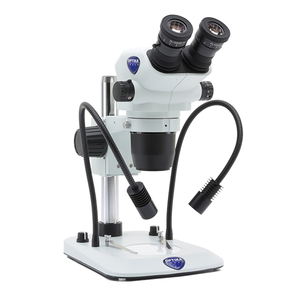 Mikroskop stereoskopowy ze statywem z wbudowanym oświetlaczem giętkim LED